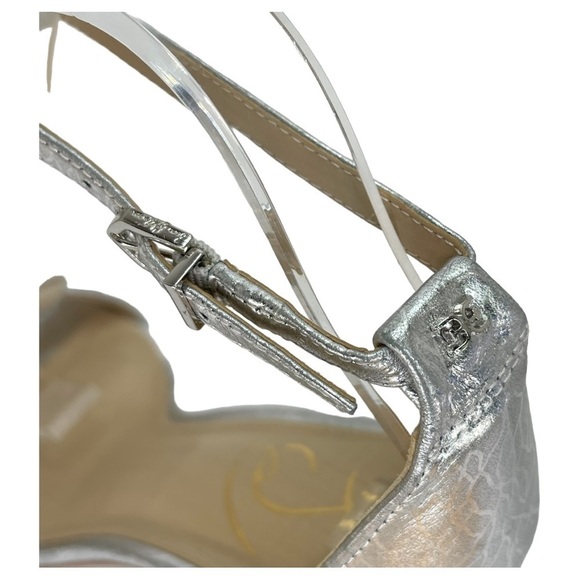 Sam Edelman Womens Yaro Block Heels Silver Metallic Size 8.5M - Picture 11 of 15